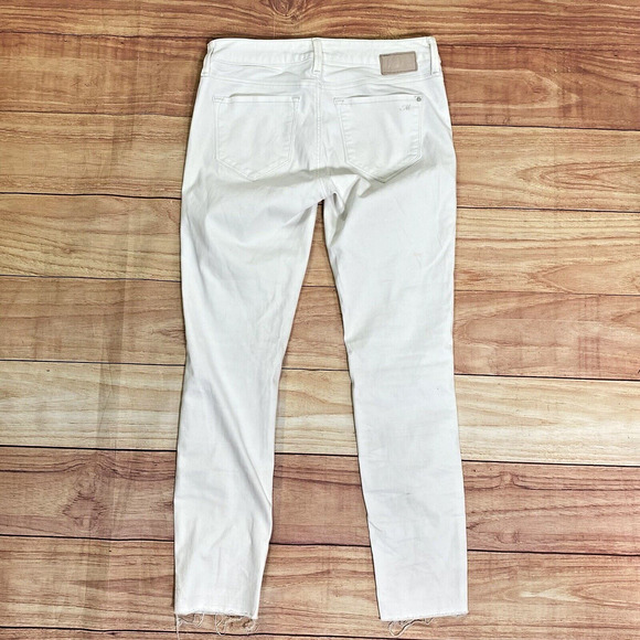 Mavi Women's Adriana Ankle Mid Rise Super‎ Skinny Stretch Size 27 White Frayed - Picture 2 of 11